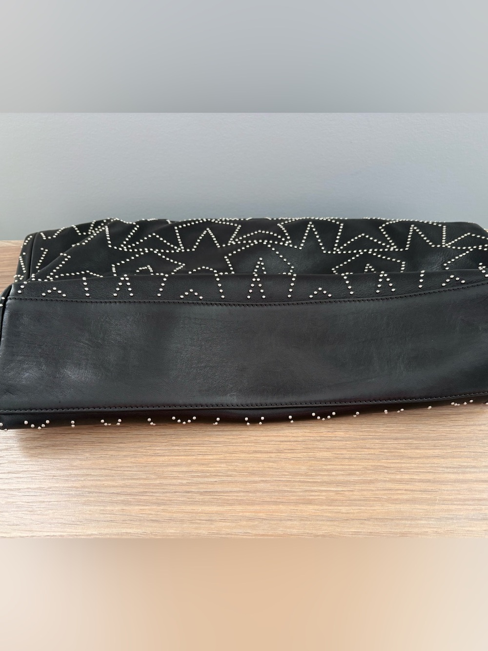Jimmy Choo Black Leather Star Studded North South Tote Bag - Picture 4 of 7
